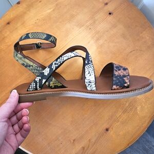 Franco Sarto Snake Print Faux Leather Strappy Sandal Size 7.5